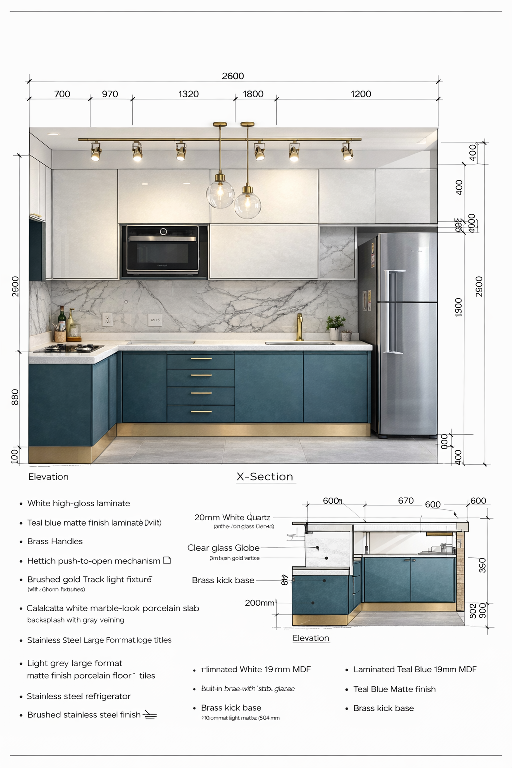 Kitchen interior design by Studio013